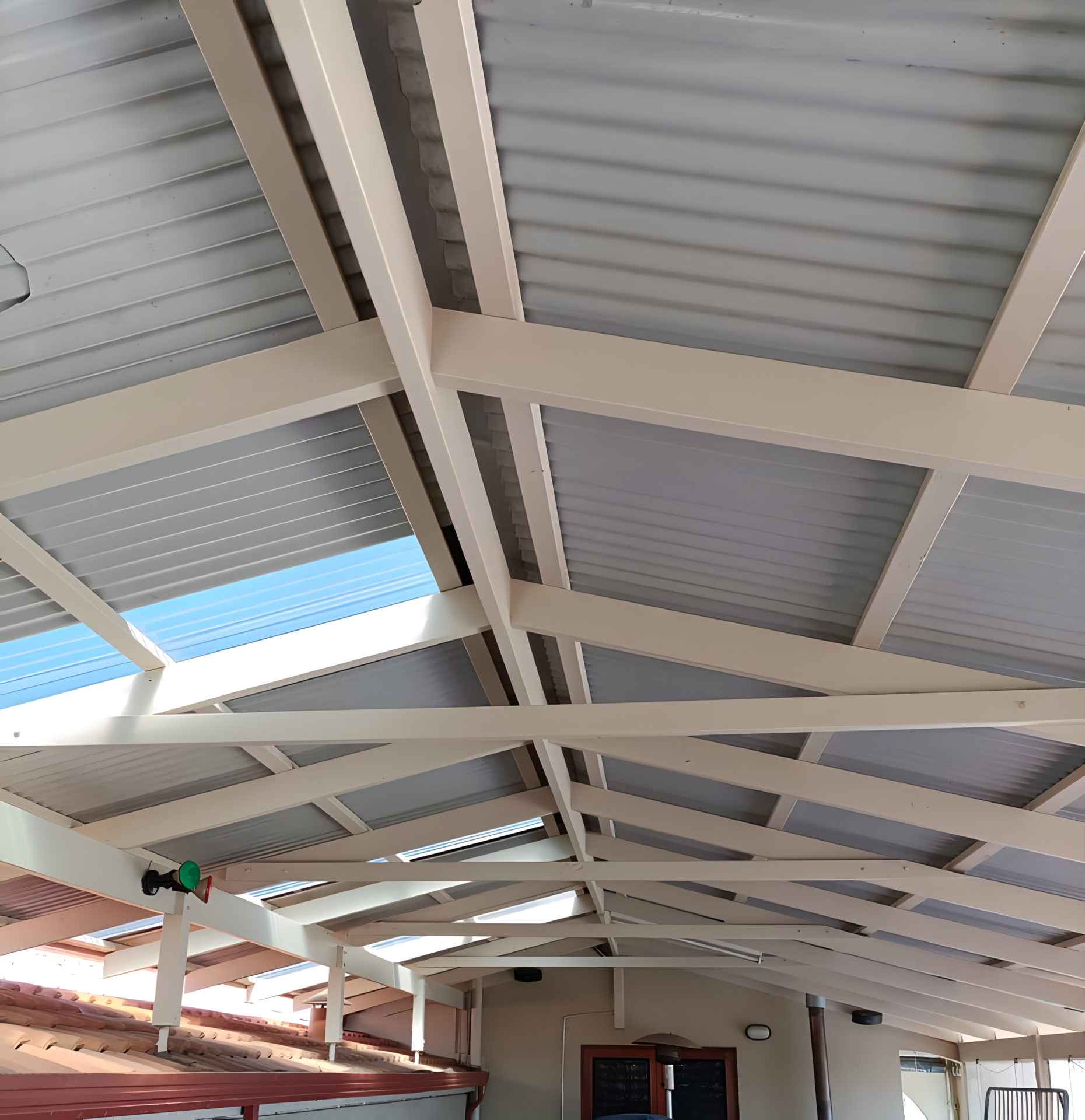 Restored support beams of an outdoor pergola in Lesmurdie, featuring a fresh, clean finish after mould removal and repainting with Dulux Weathershield Paint, providing weather resistance and durability done by All Go Painting & Maintenance.